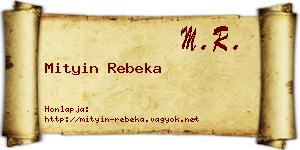 Mityin Rebeka névjegykártya